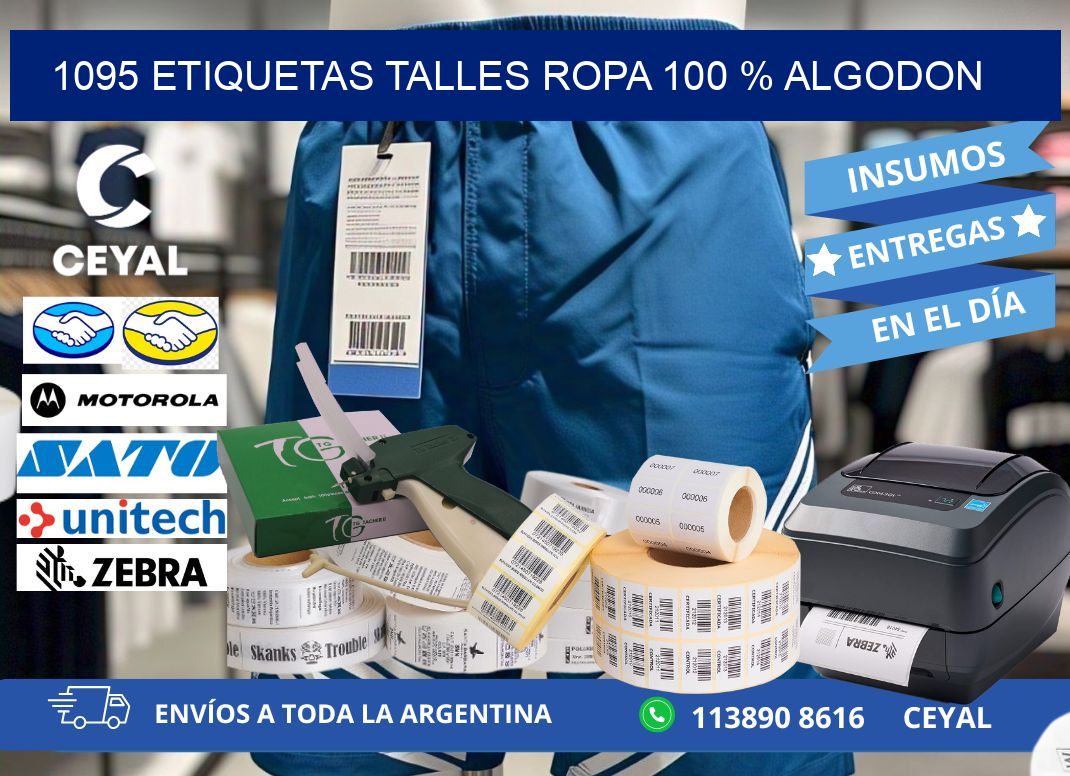 1095 ETIQUETAS TALLES ROPA 100 % ALGODON