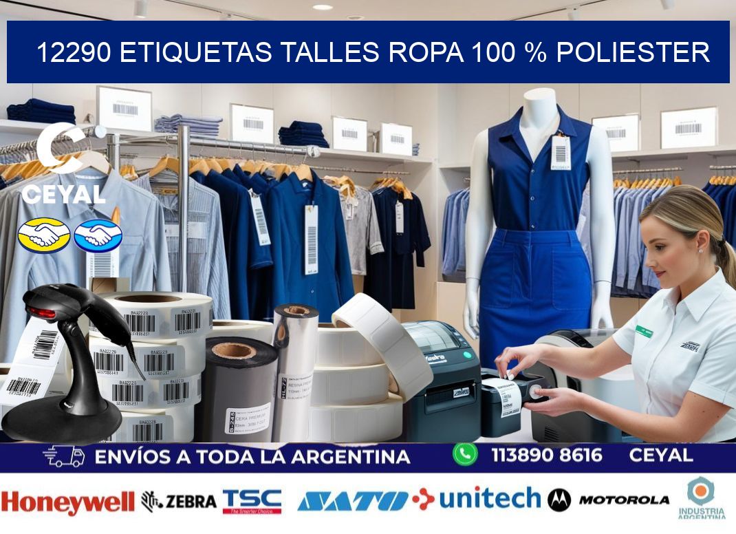 12290 ETIQUETAS TALLES ROPA 100 % POLIESTER