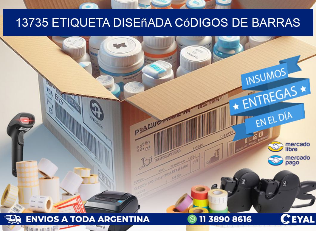 13735 etiqueta diseñada códigos de barras