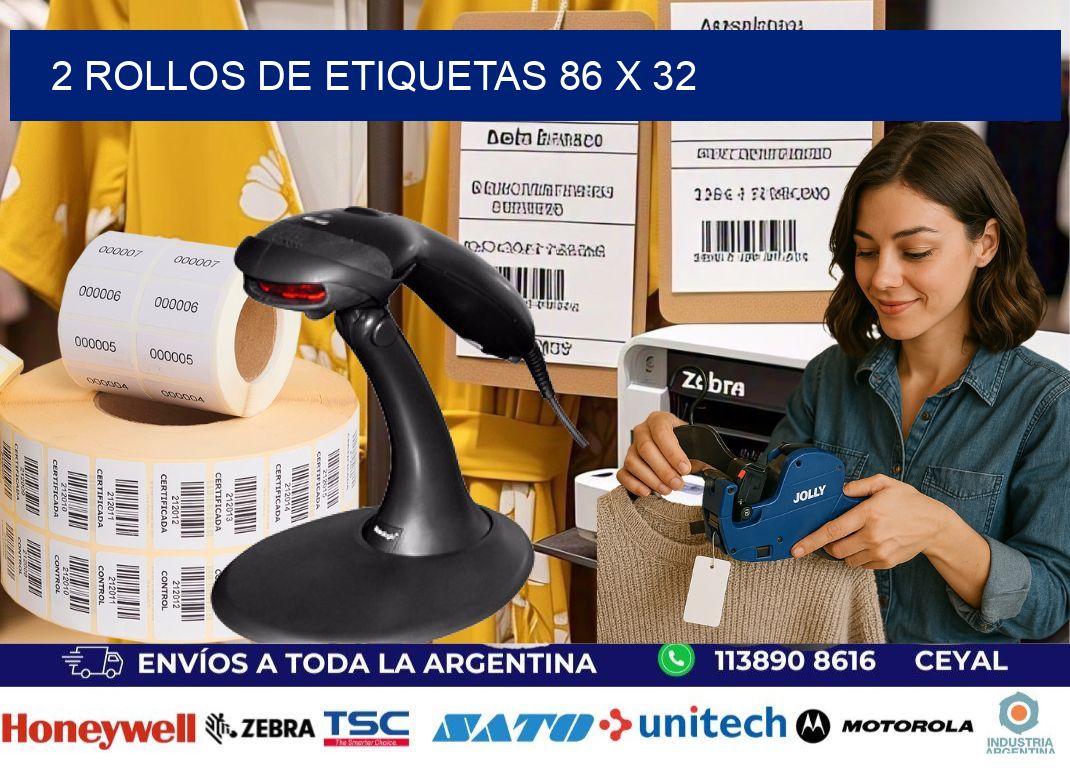 2 ROLLOS DE ETIQUETAS 86 x 32