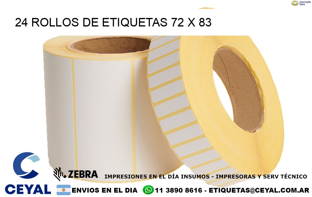24 ROLLOS DE ETIQUETAS 72 x 83