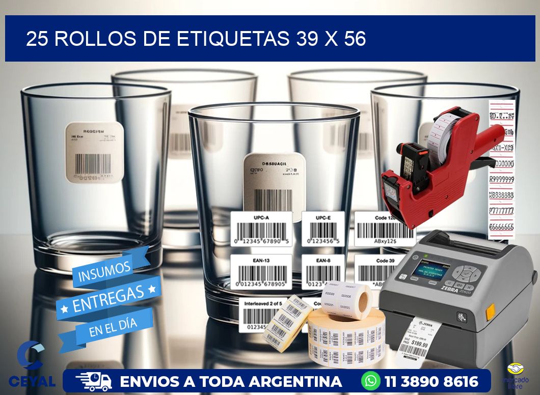 25 ROLLOS DE ETIQUETAS 39 x 56