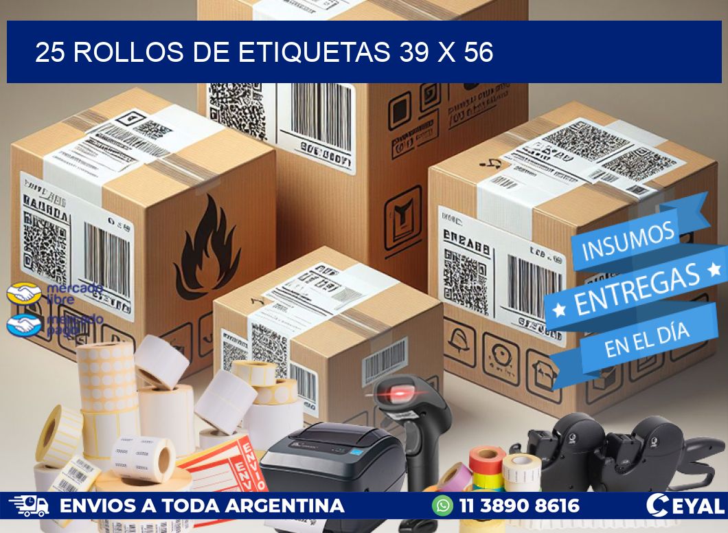 25 ROLLOS DE ETIQUETAS 39 x 56