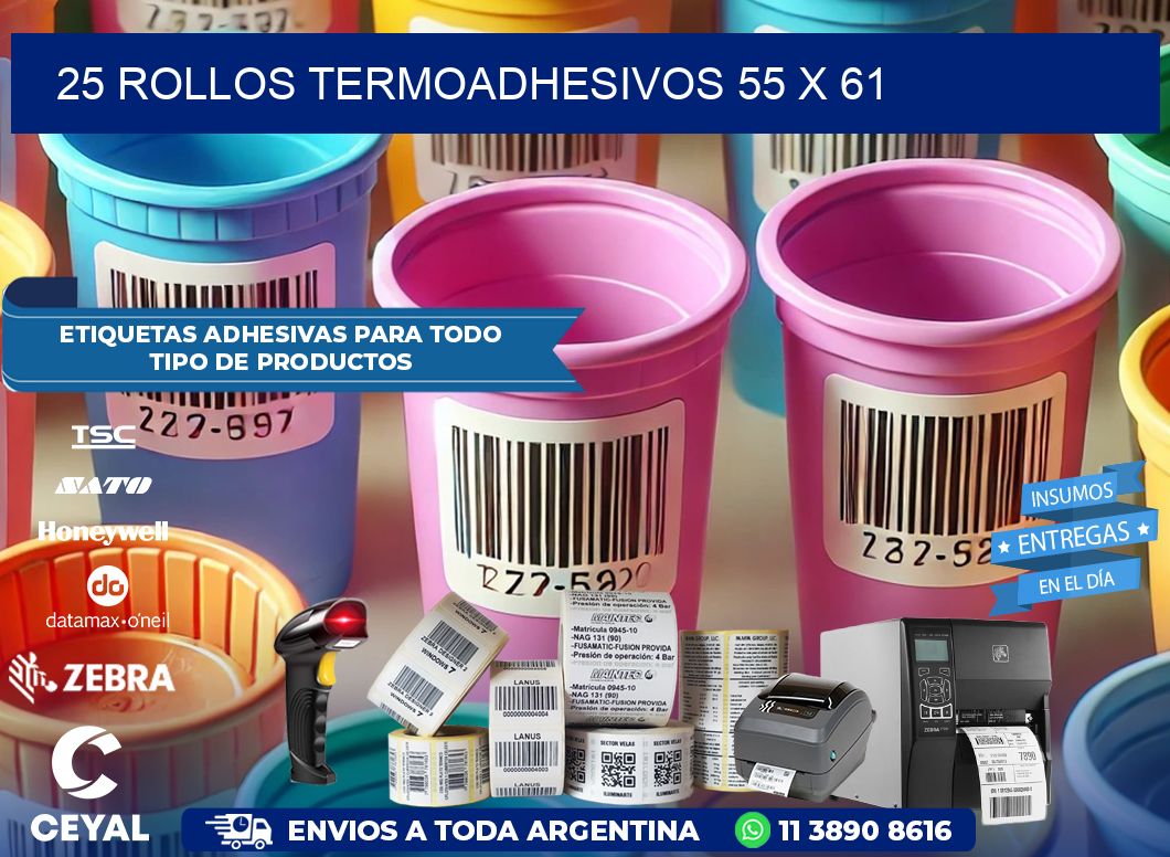 25 ROLLOS TERMOADHESIVOS 55 x 61