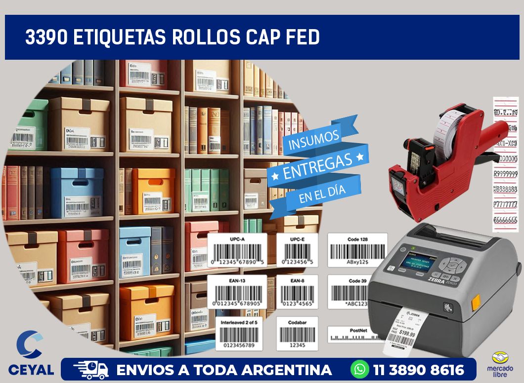 3390 etiquetas rollos CAP FED