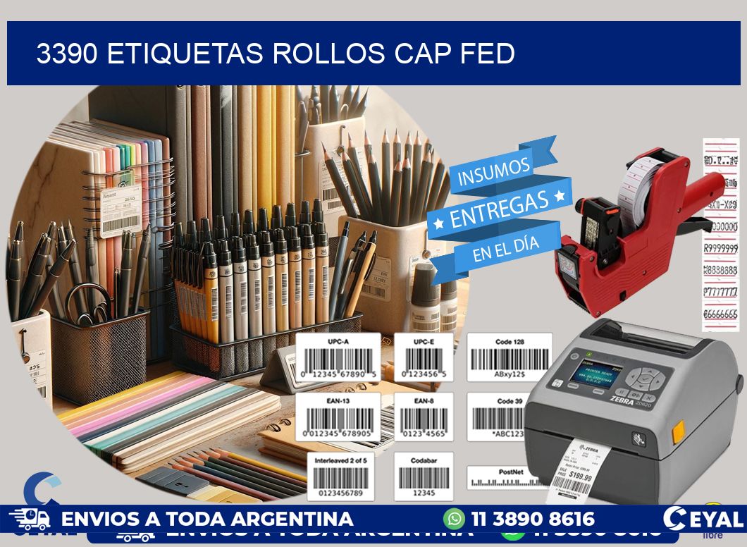 3390 etiquetas rollos CAP FED