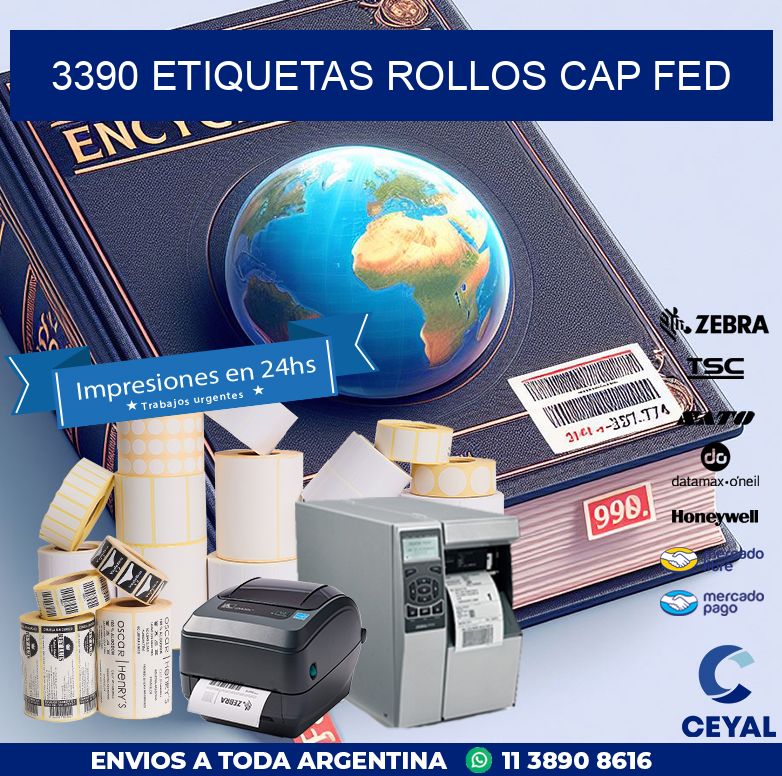 3390 etiquetas rollos CAP FED