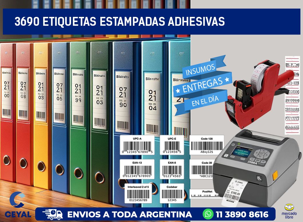 3690 etiquetas estampadas adhesivas