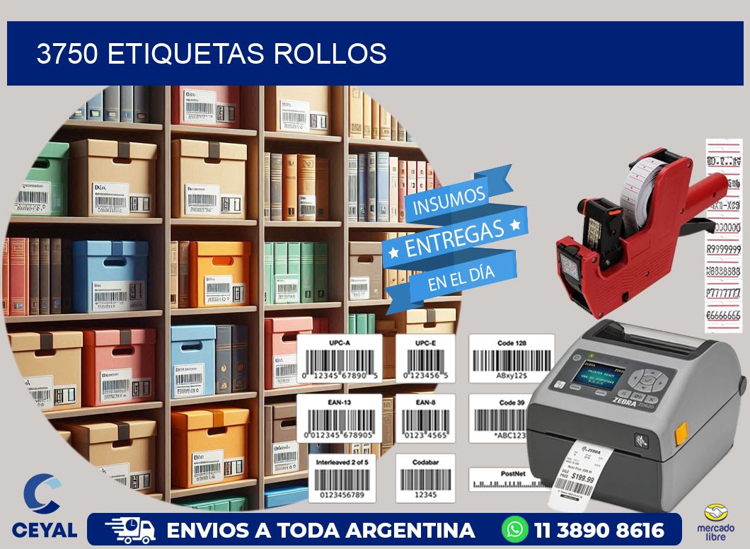 3750 etiquetas rollos
