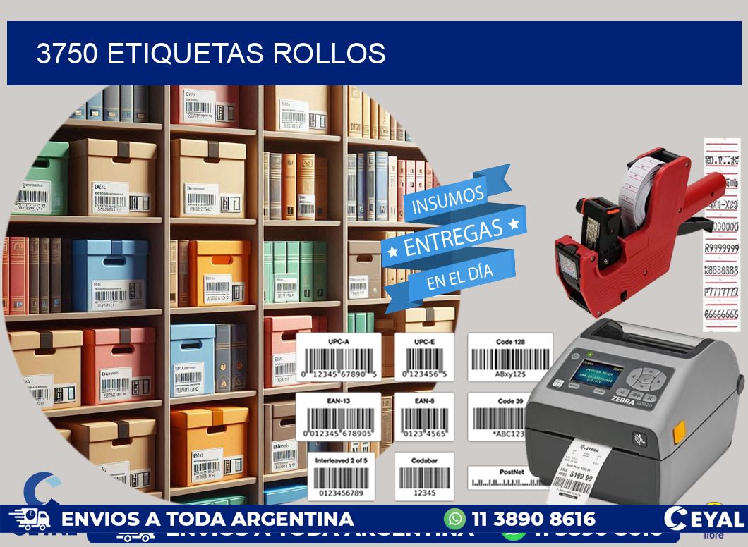 3750 etiquetas rollos