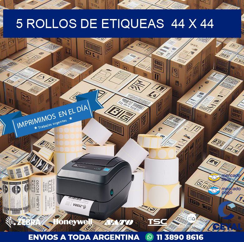 5 ROLLOS DE ETIQUEAS 44 x 44