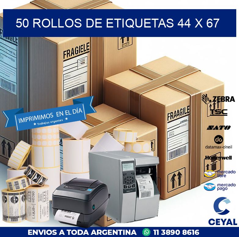 50 ROLLOS DE ETIQUETAS 44 x 67