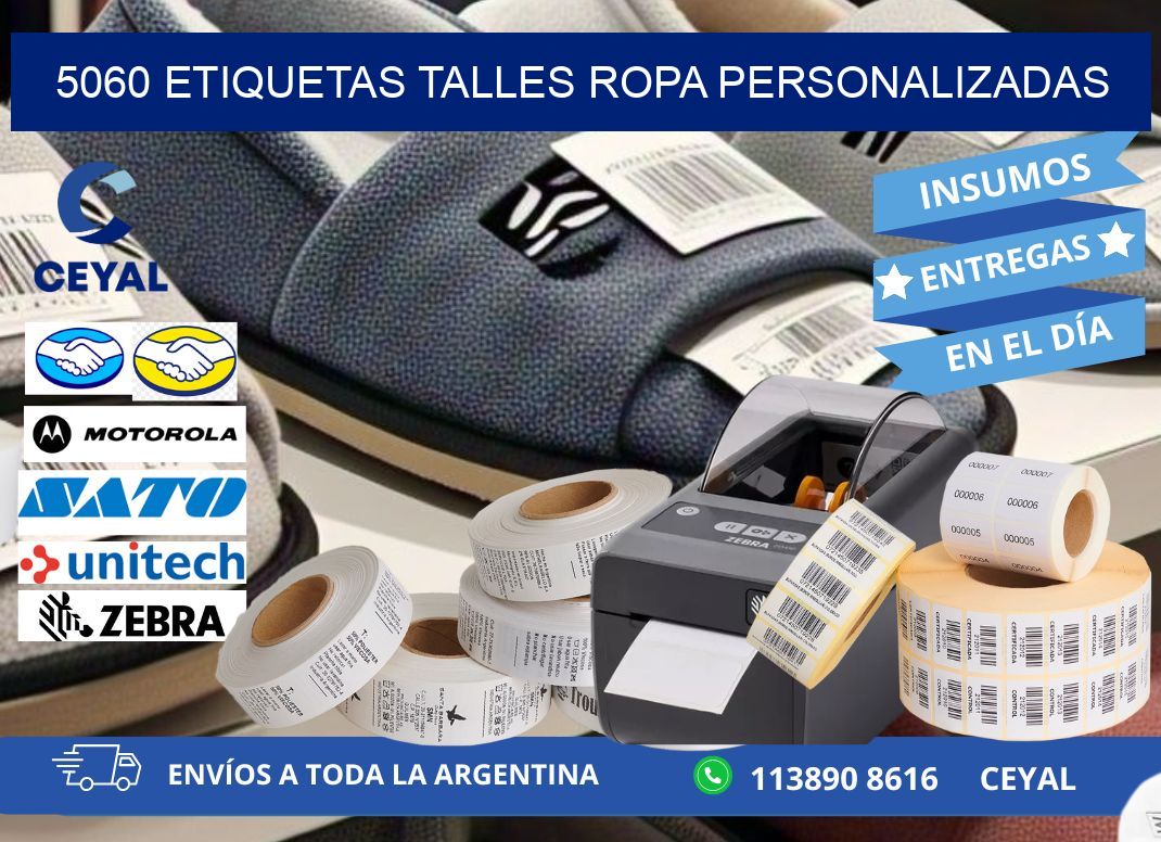 5060 ETIQUETAS TALLES ROPA PERSONALIZADAS