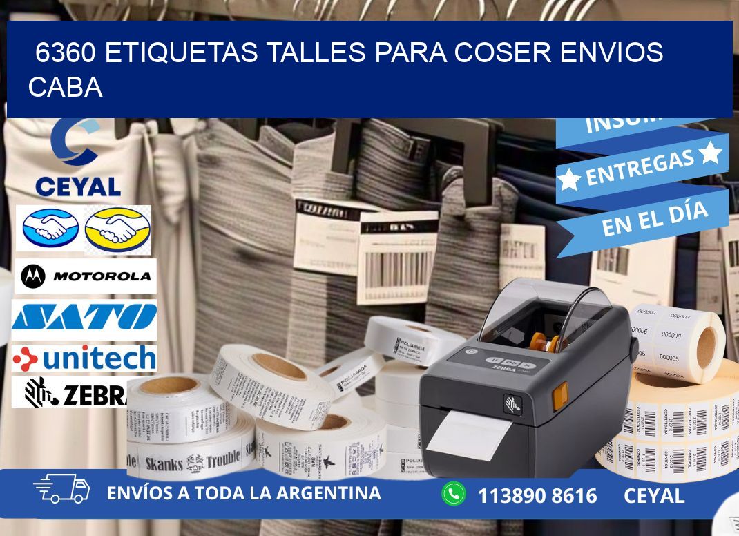6360 ETIQUETAS TALLES PARA COSER ENVIOS CABA