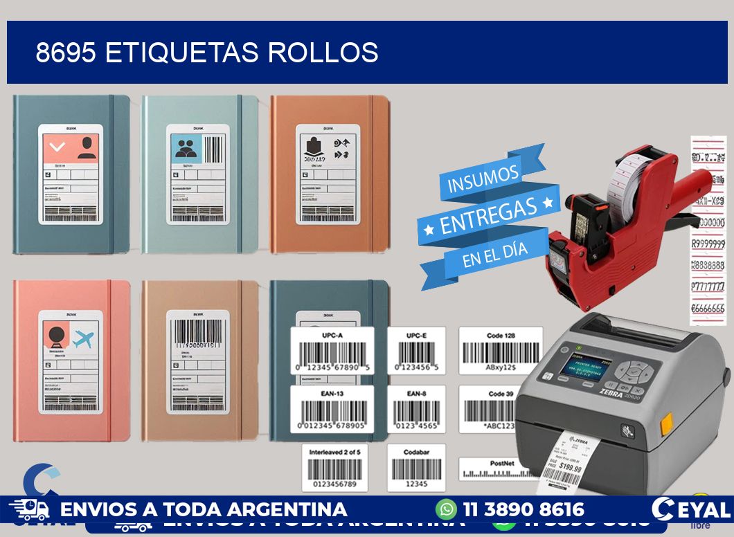 8695 etiquetas rollos