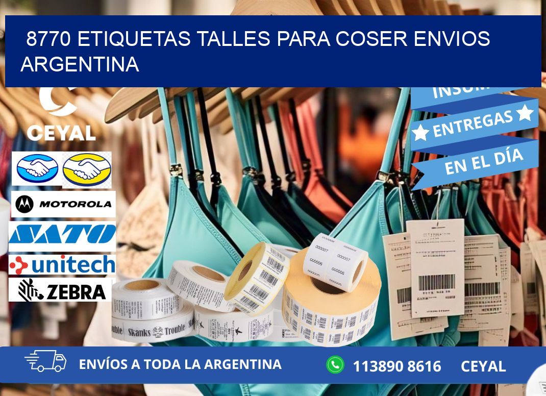 8770 ETIQUETAS TALLES PARA COSER ENVIOS ARGENTINA