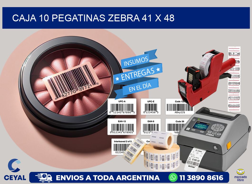 CAJA 10 PEGATINAS ZEBRA 41 x 48