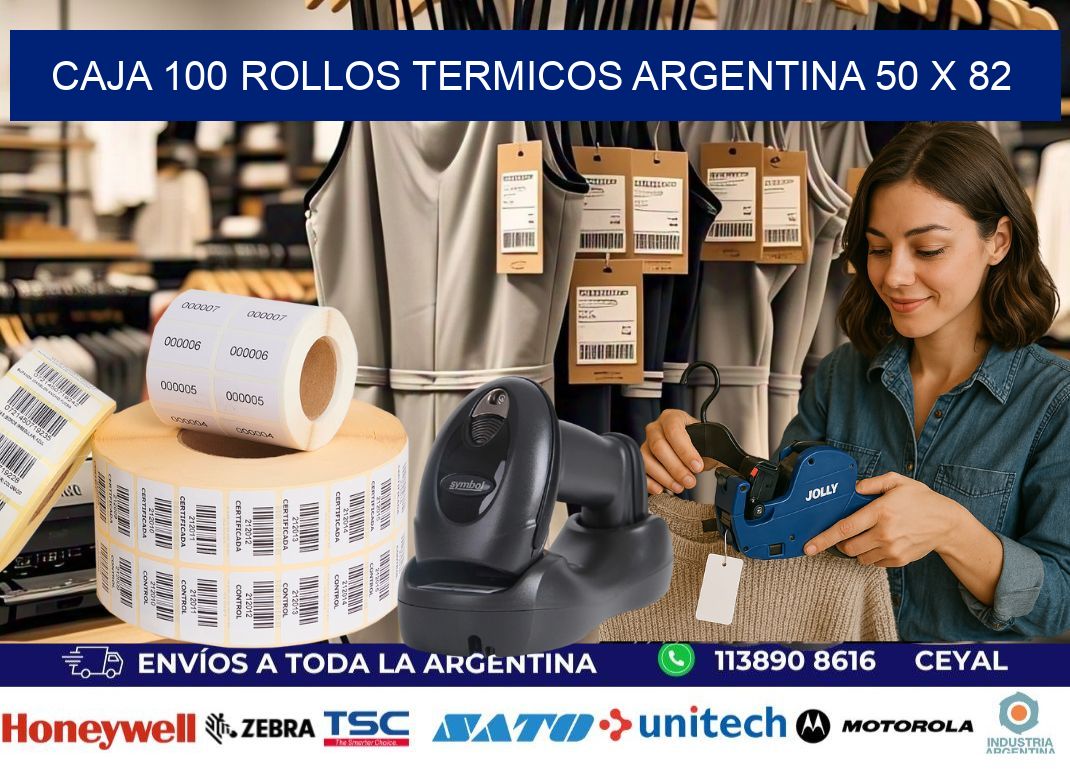 CAJA 100 ROLLOS TERMICOS ARGENTINA 50 x 82