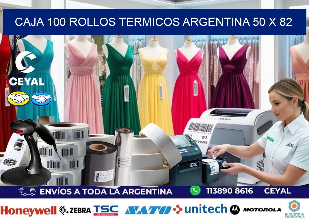 CAJA 100 ROLLOS TERMICOS ARGENTINA 50 x 82