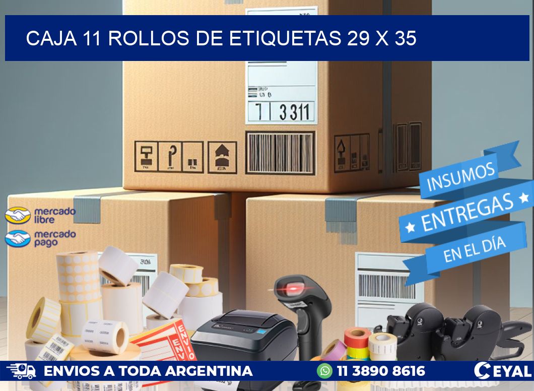 CAJA 11 ROLLOS DE ETIQUETAS 29 x 35