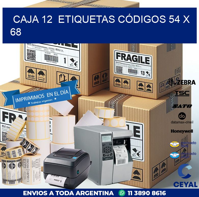 CAJA 12  ETIQUETAS CÓDIGOS 54 x 68