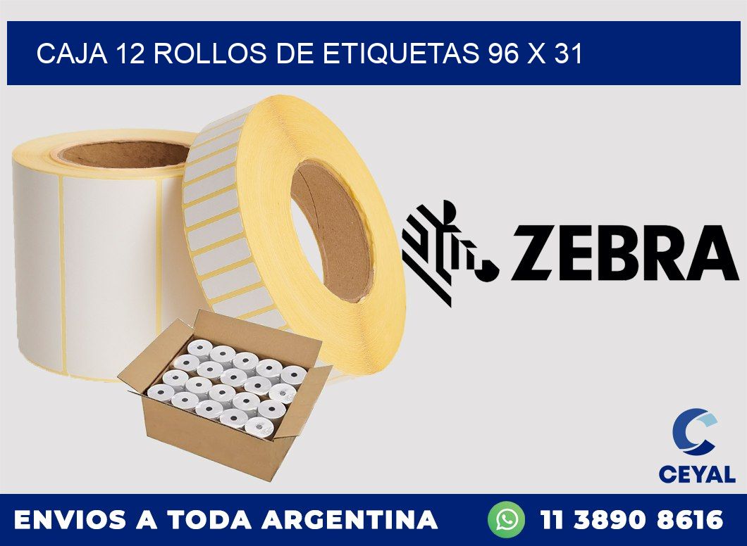CAJA 12 ROLLOS DE ETIQUETAS 96 x 31