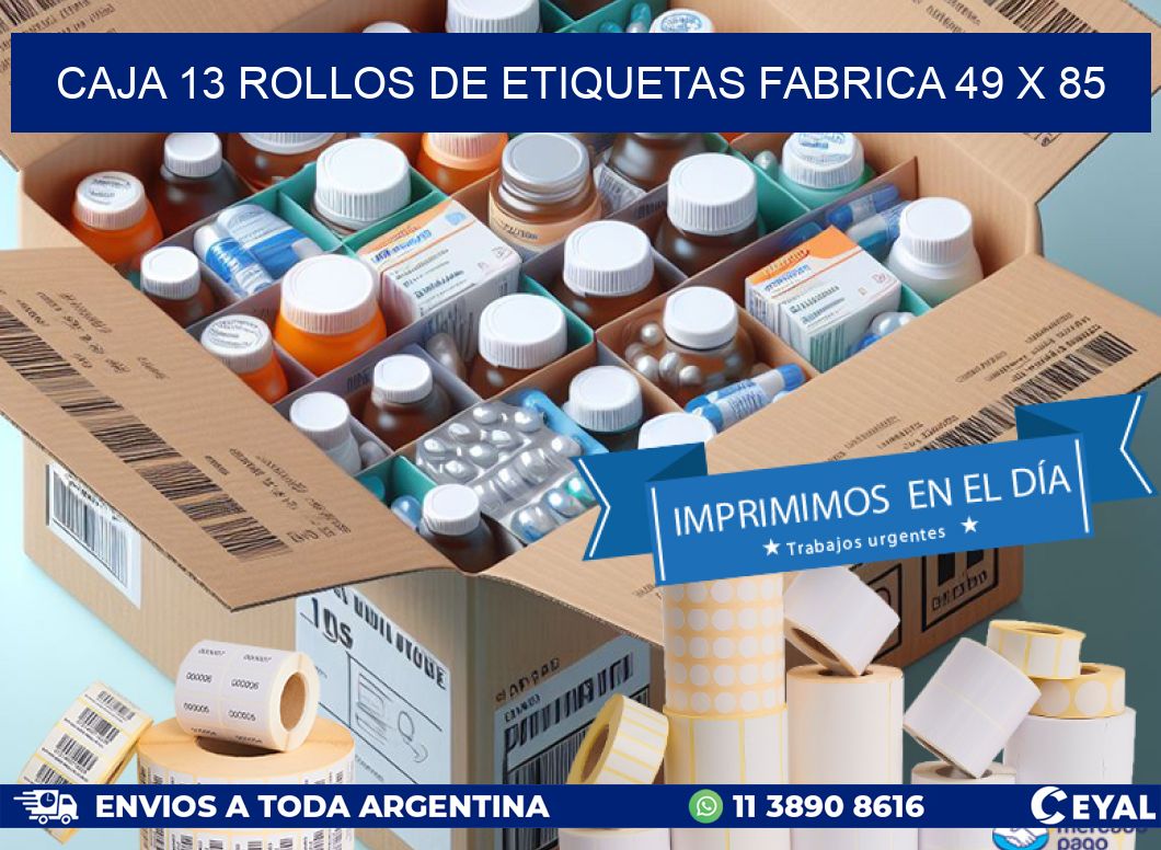 CAJA 13 ROLLOS DE ETIQUETAS FABRICA 49 x 85