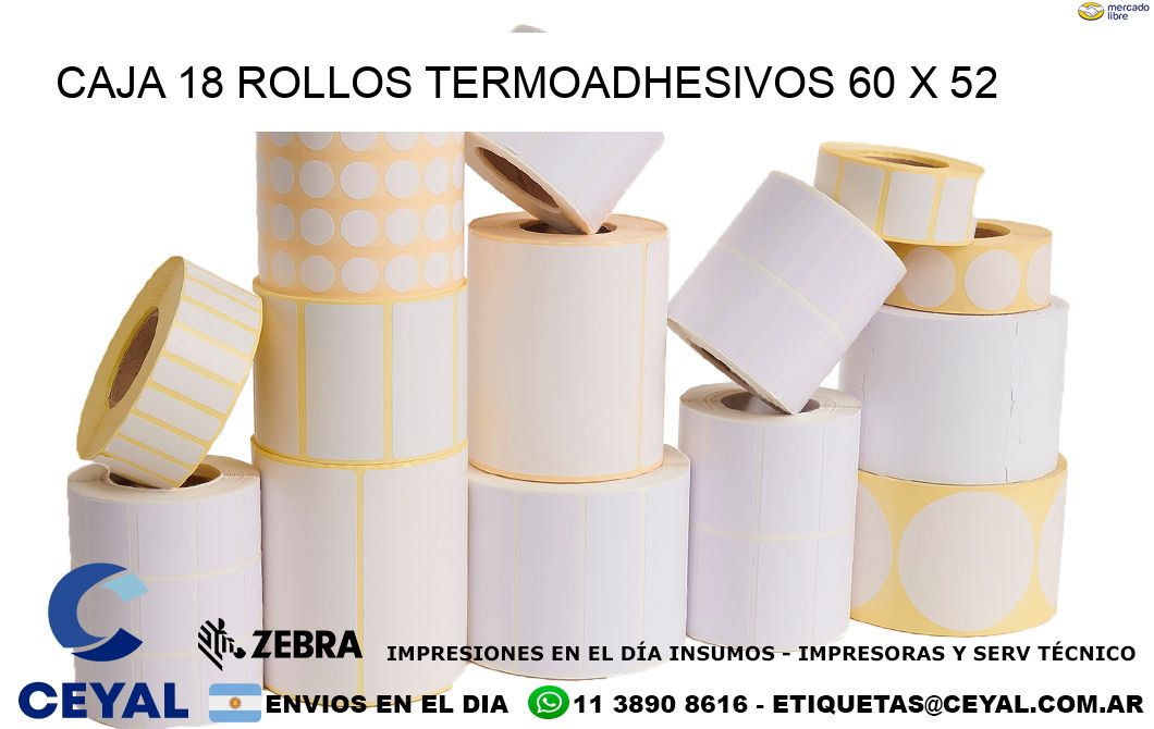 CAJA 18 ROLLOS TERMOADHESIVOS 60 x 52