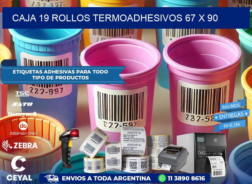 CAJA 19 ROLLOS TERMOADHESIVOS 67 x 90