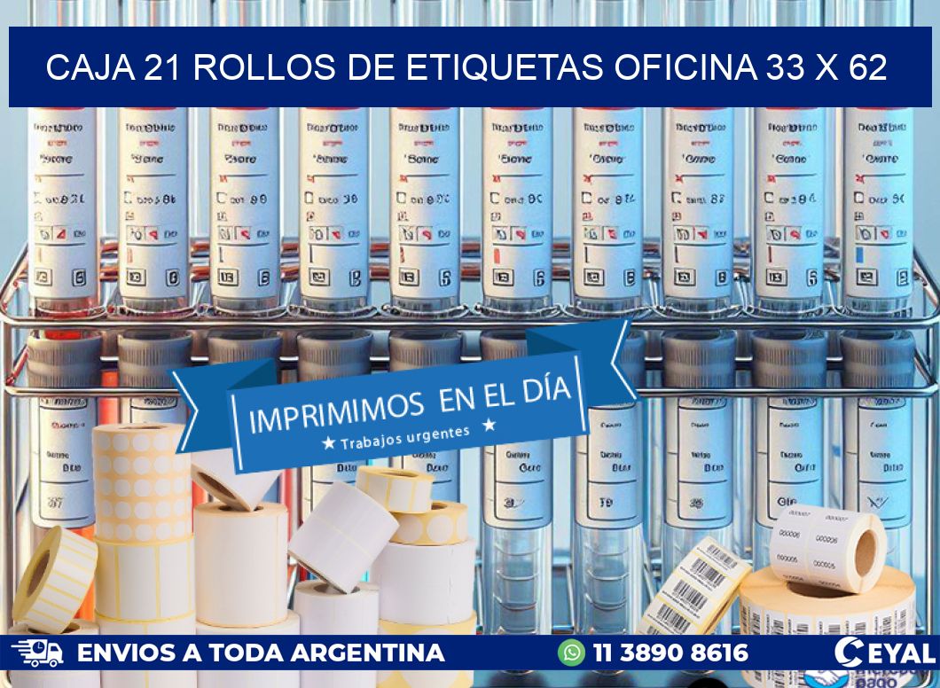 CAJA 21 ROLLOS DE ETIQUETAS OFICINA 33 x 62