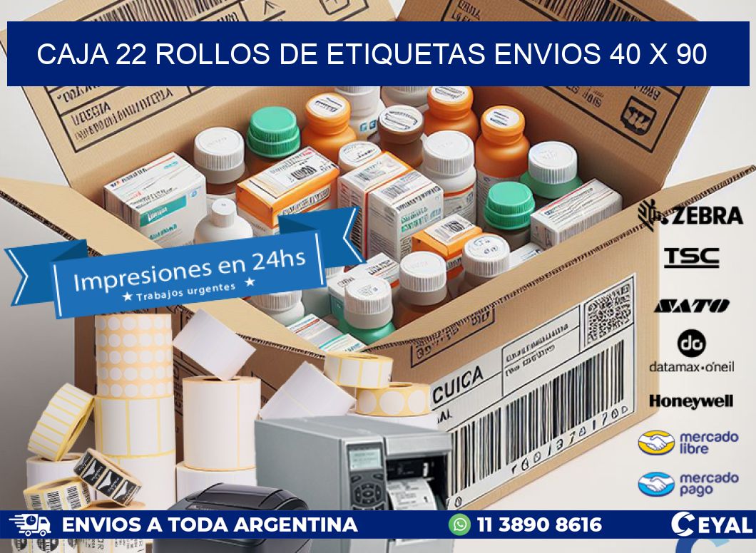 CAJA 22 ROLLOS DE ETIQUETAS ENVIOS 40 x 90