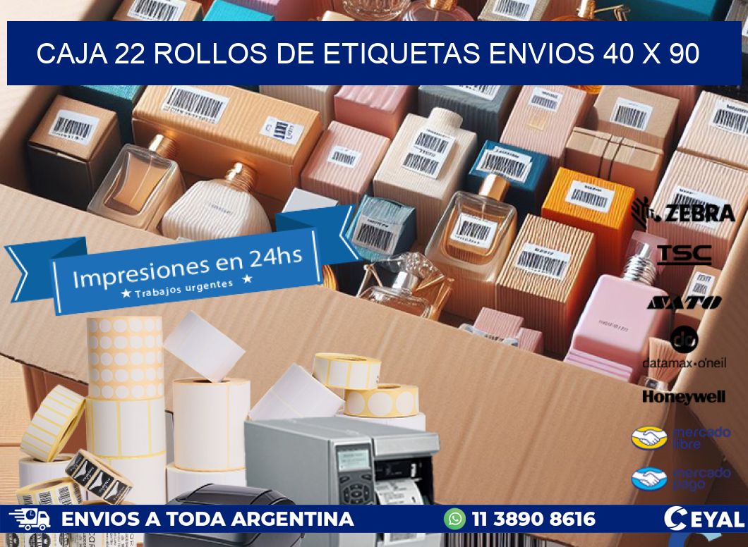 CAJA 22 ROLLOS DE ETIQUETAS ENVIOS 40 x 90