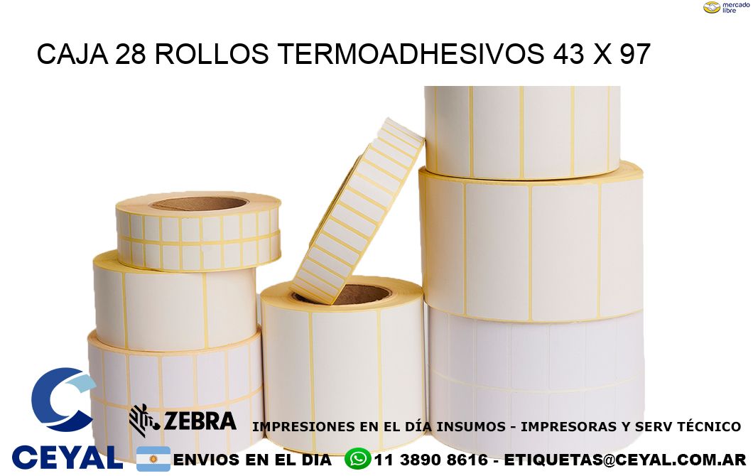 CAJA 28 ROLLOS TERMOADHESIVOS 43 x 97