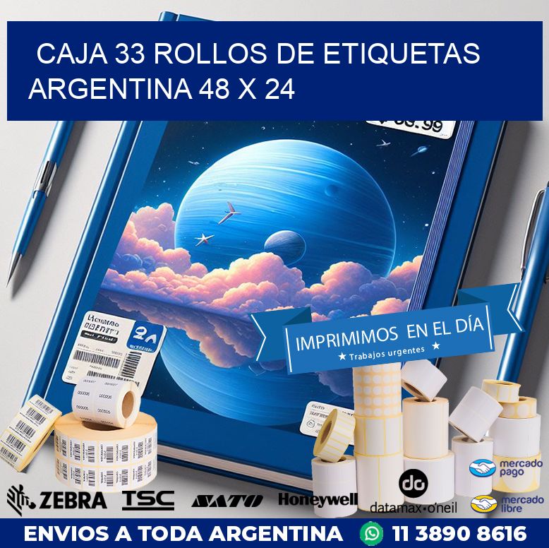 CAJA 33 ROLLOS DE ETIQUETAS ARGENTINA 48 x 24