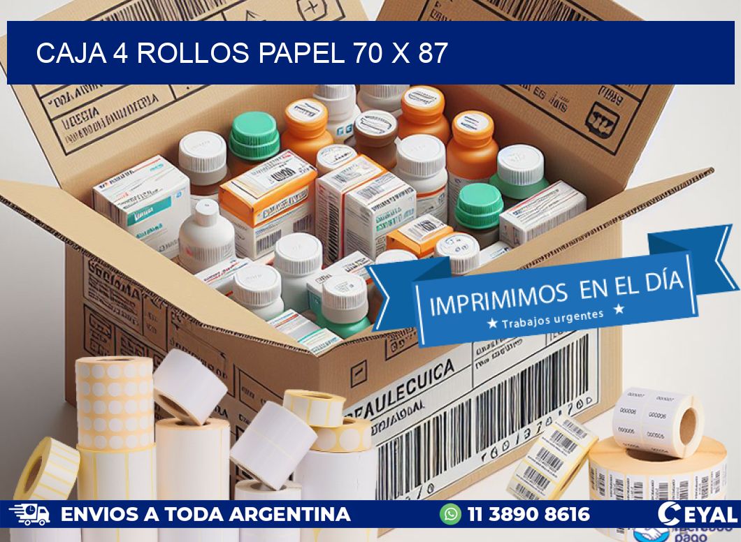 CAJA 4 ROLLOS PAPEL 70 x 87
