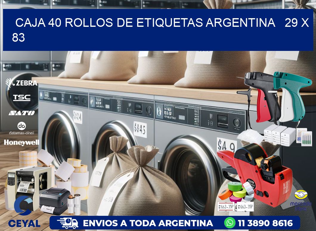 CAJA 40 ROLLOS DE ETIQUETAS ARGENTINA   29 x 83