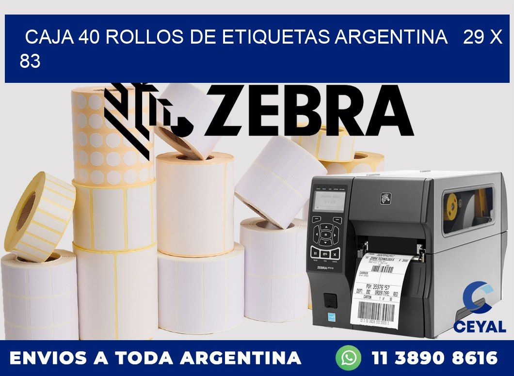 CAJA 40 ROLLOS DE ETIQUETAS ARGENTINA   29 x 83