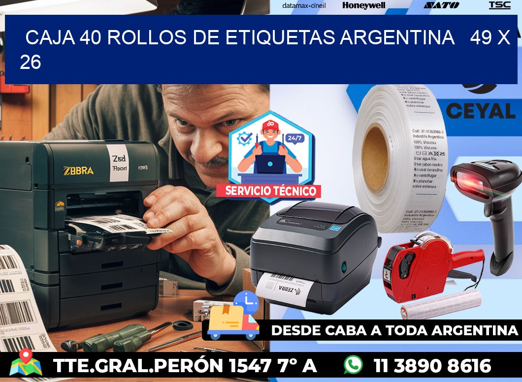 CAJA 40 ROLLOS DE ETIQUETAS ARGENTINA 49 x 26
