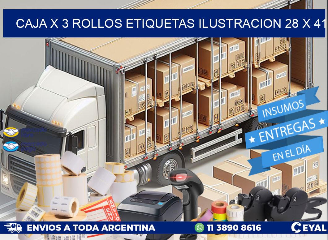 Caja X 3 Rollos Etiquetas Ilustracion 28 x 41