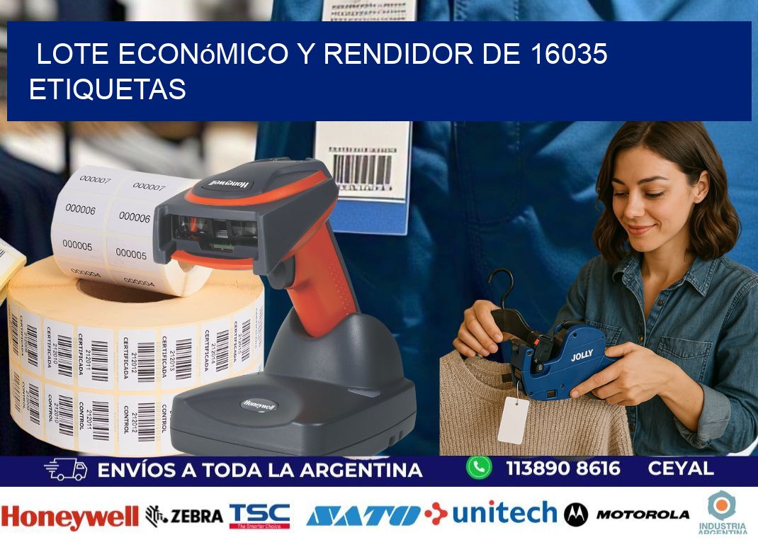 Lote económico y rendidor de 16035 etiquetas