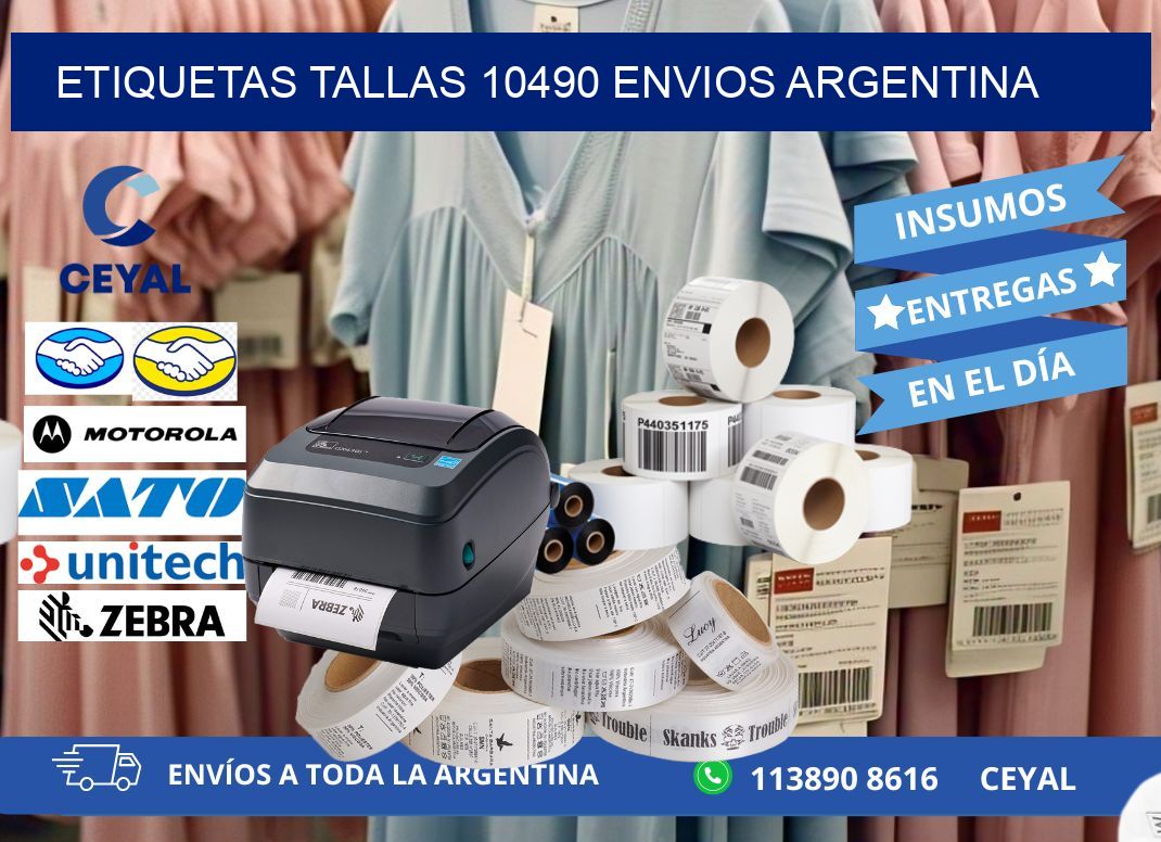 etiquetas tallas 10490 ENVIOS ARGENTINA