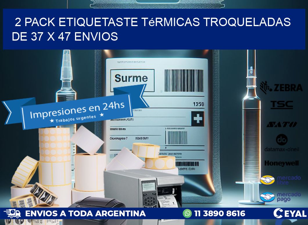 2 pack etiquetaste Térmicas Troqueladas De 37 x 47 ENVIOS