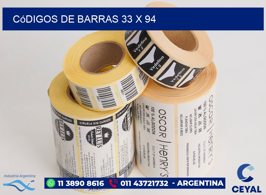 Códigos de Barras 33 x 94