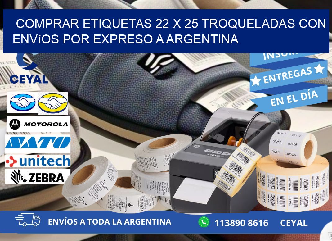 Comprar etiquetas 22 x 25 troqueladas con envíos por expreso a Argentina