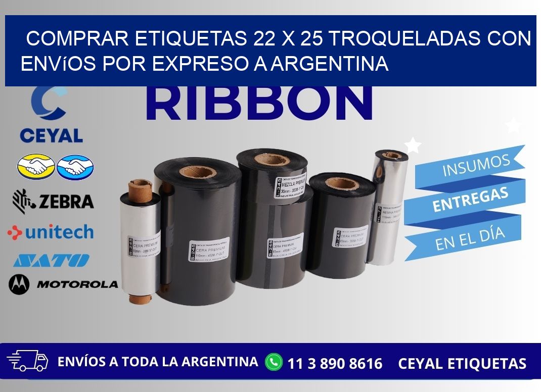 Comprar etiquetas 22 x 25 troqueladas con envíos por expreso a Argentina