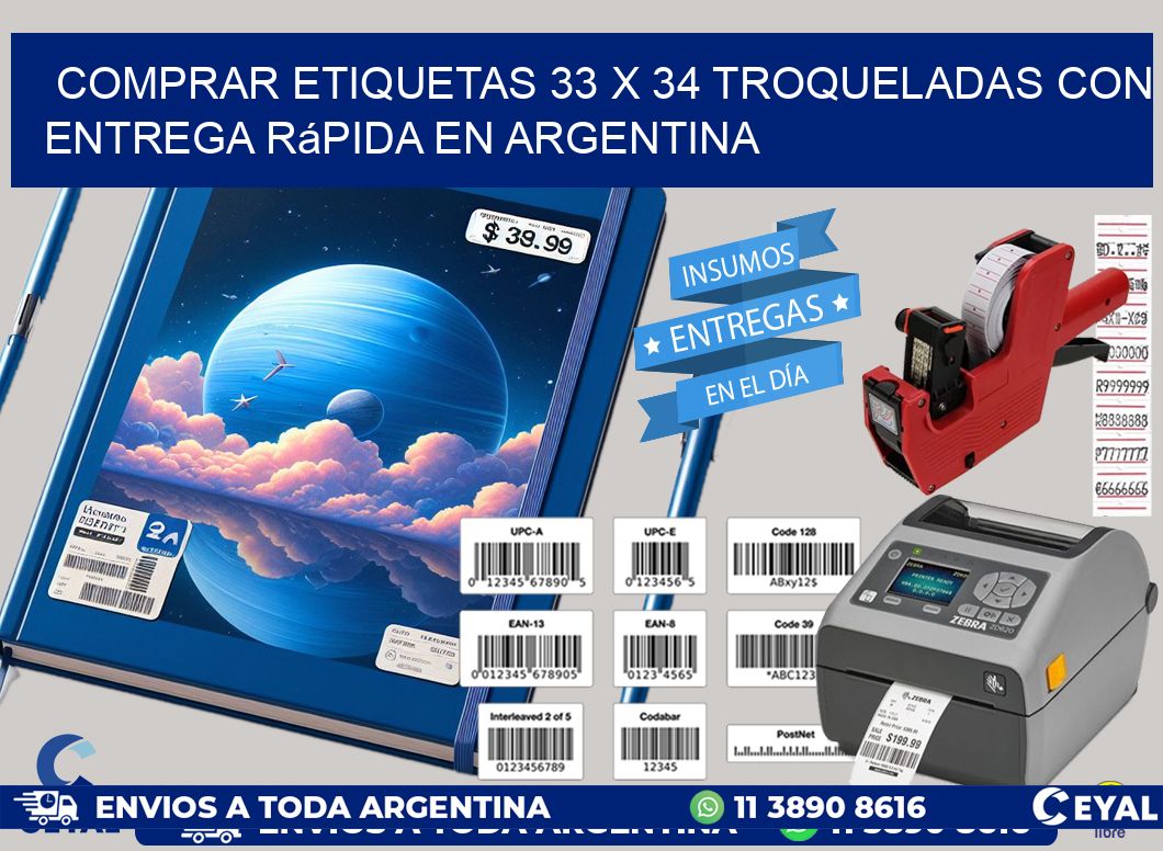Comprar etiquetas 33 x 34 troqueladas con entrega rápida en Argentina