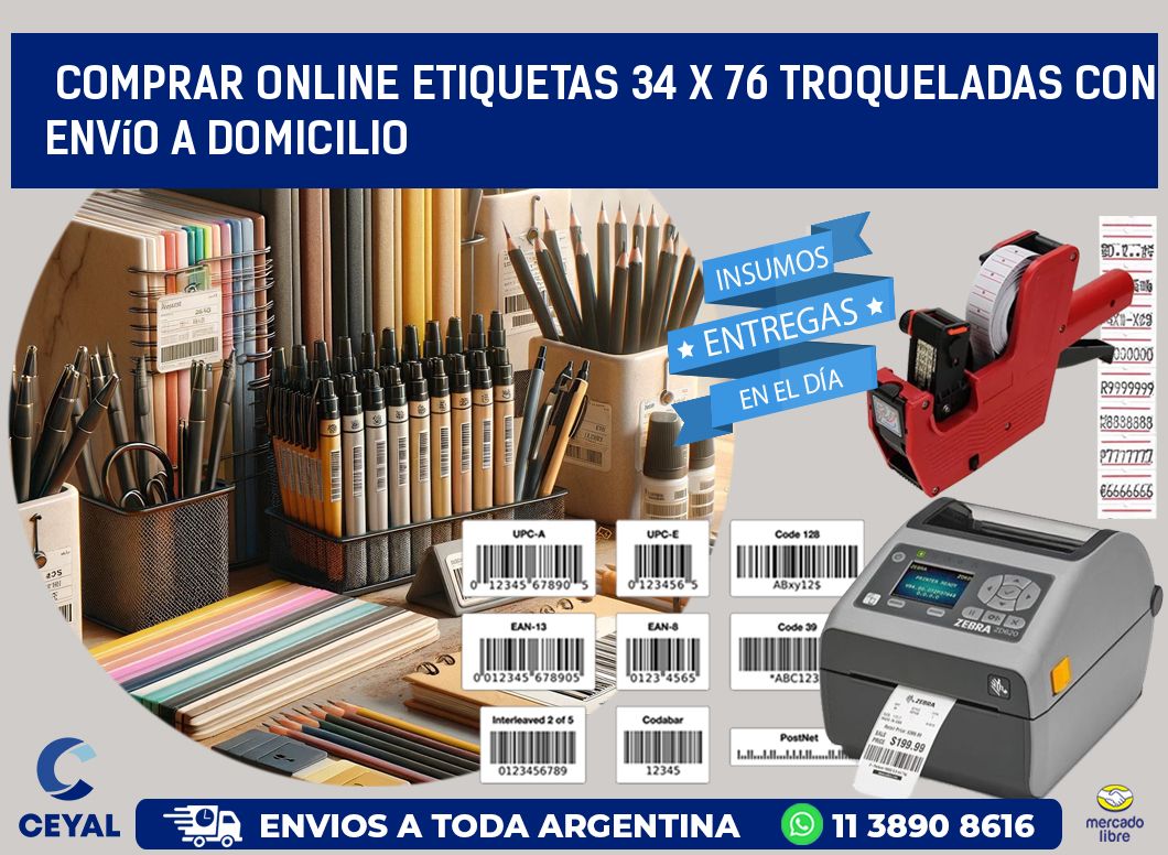 Comprar online etiquetas 34 x 76 troqueladas con envío a domicilio