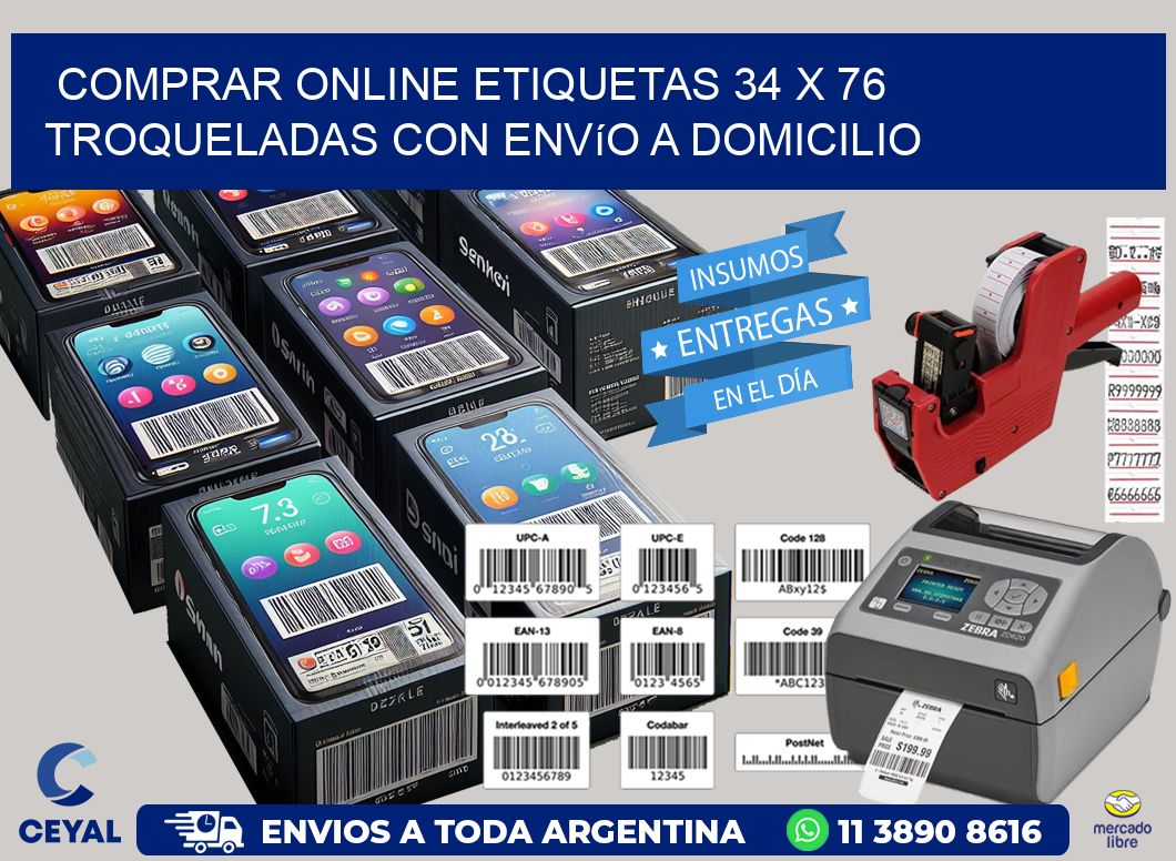 Comprar online etiquetas 34 x 76 troqueladas con envío a domicilio