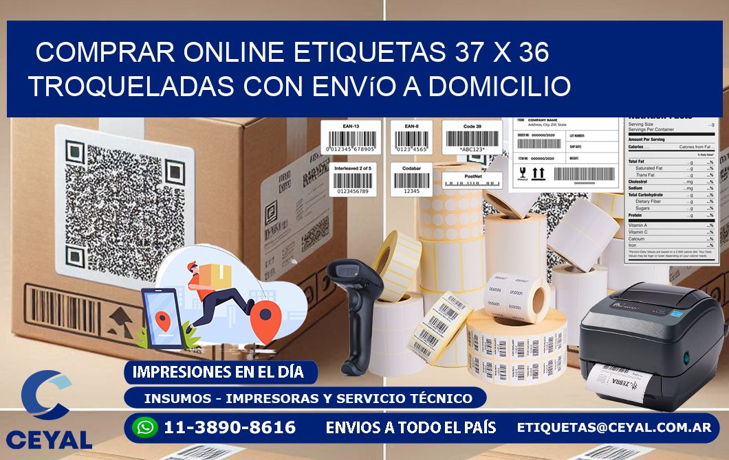 Comprar online etiquetas 37 x 36 troqueladas con envío a domicilio