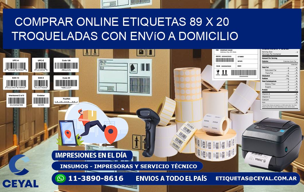 Comprar online etiquetas 89 x 20 troqueladas con envío a domicilio